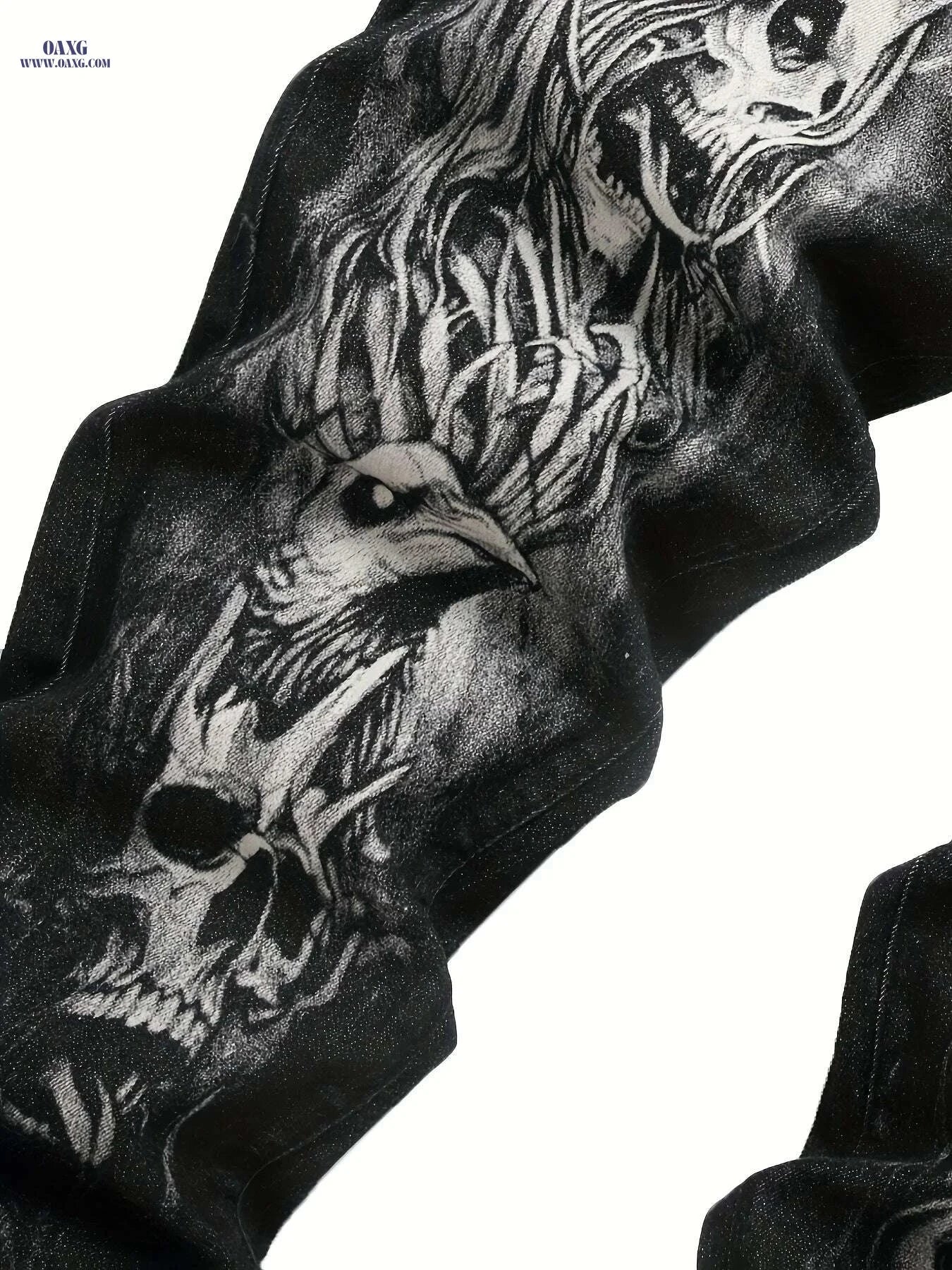 Men's Skull Print Jeans - Slim Fit, All-Season Cotton Blend   OAXG Black / 30