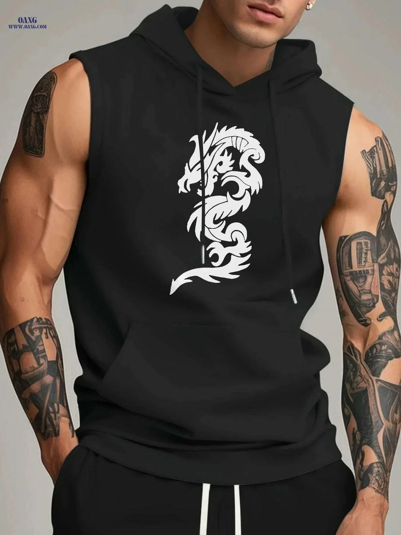 Men's Sleeveless Athletic Hoodie - Lightweight Breathable Gym Top   OAXG Black / S