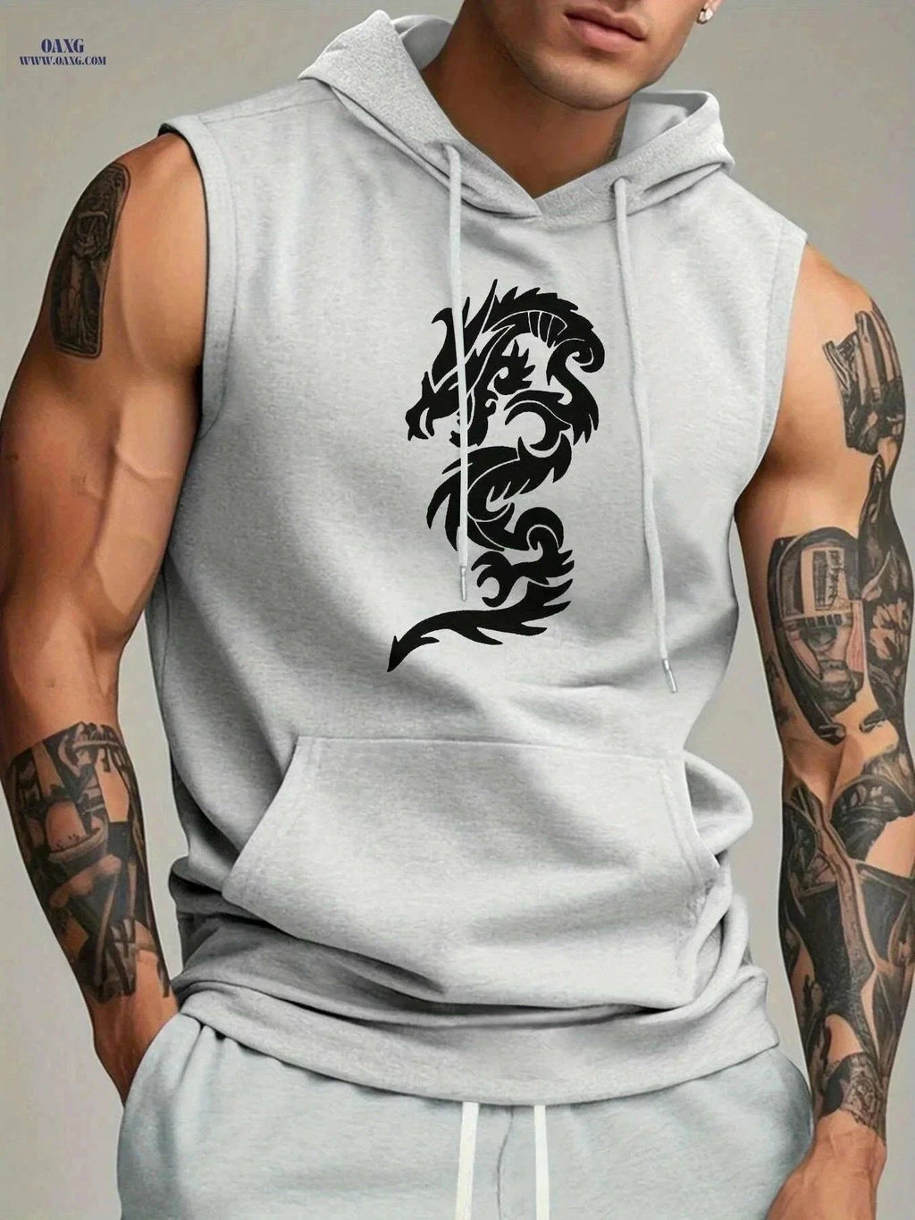 Men's Sleeveless Athletic Hoodie - Lightweight Breathable Gym Top   OAXG Black / S