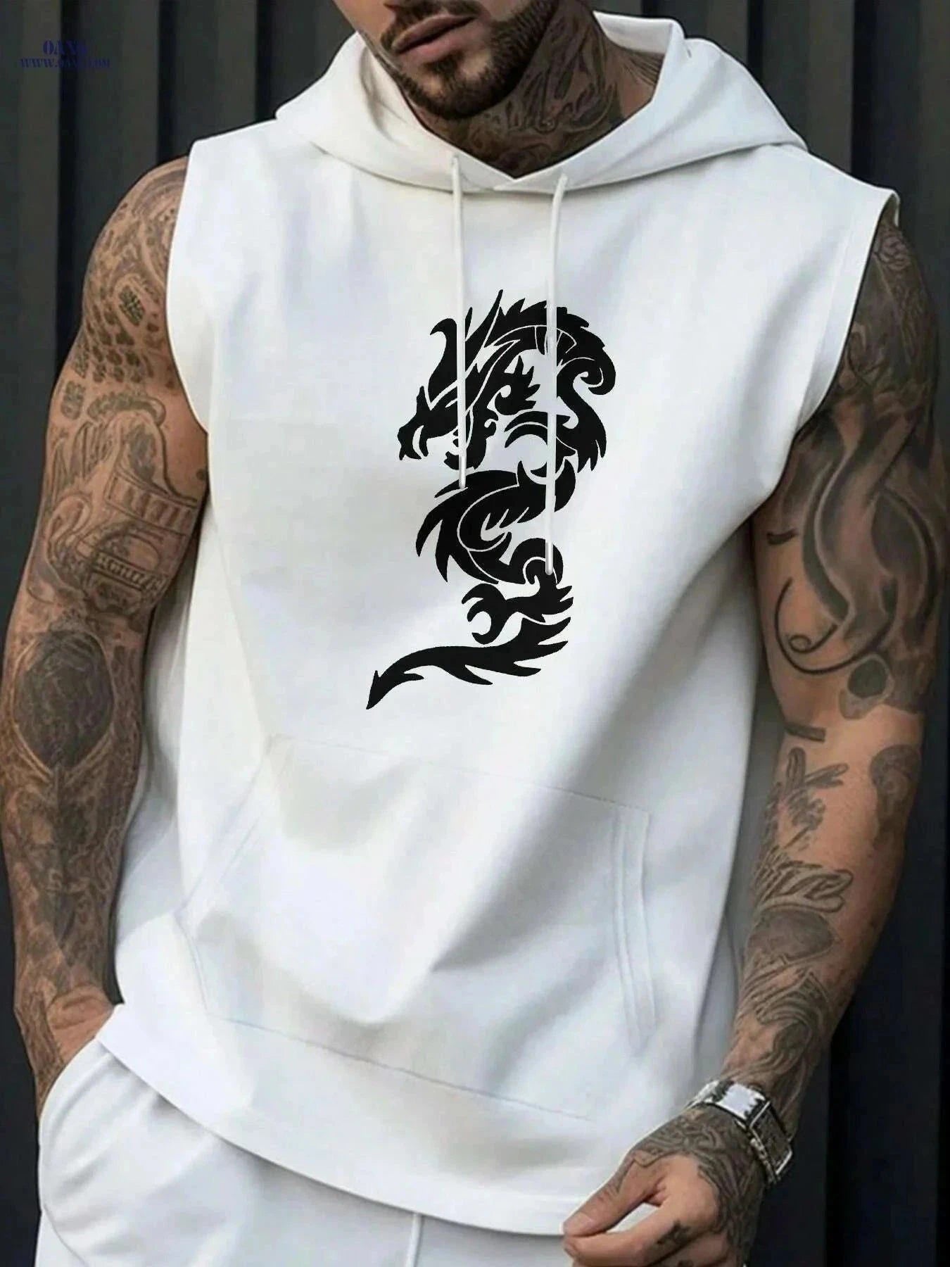 Men's Sleeveless Athletic Hoodie - Lightweight Breathable Gym Top   OAXG Black / S