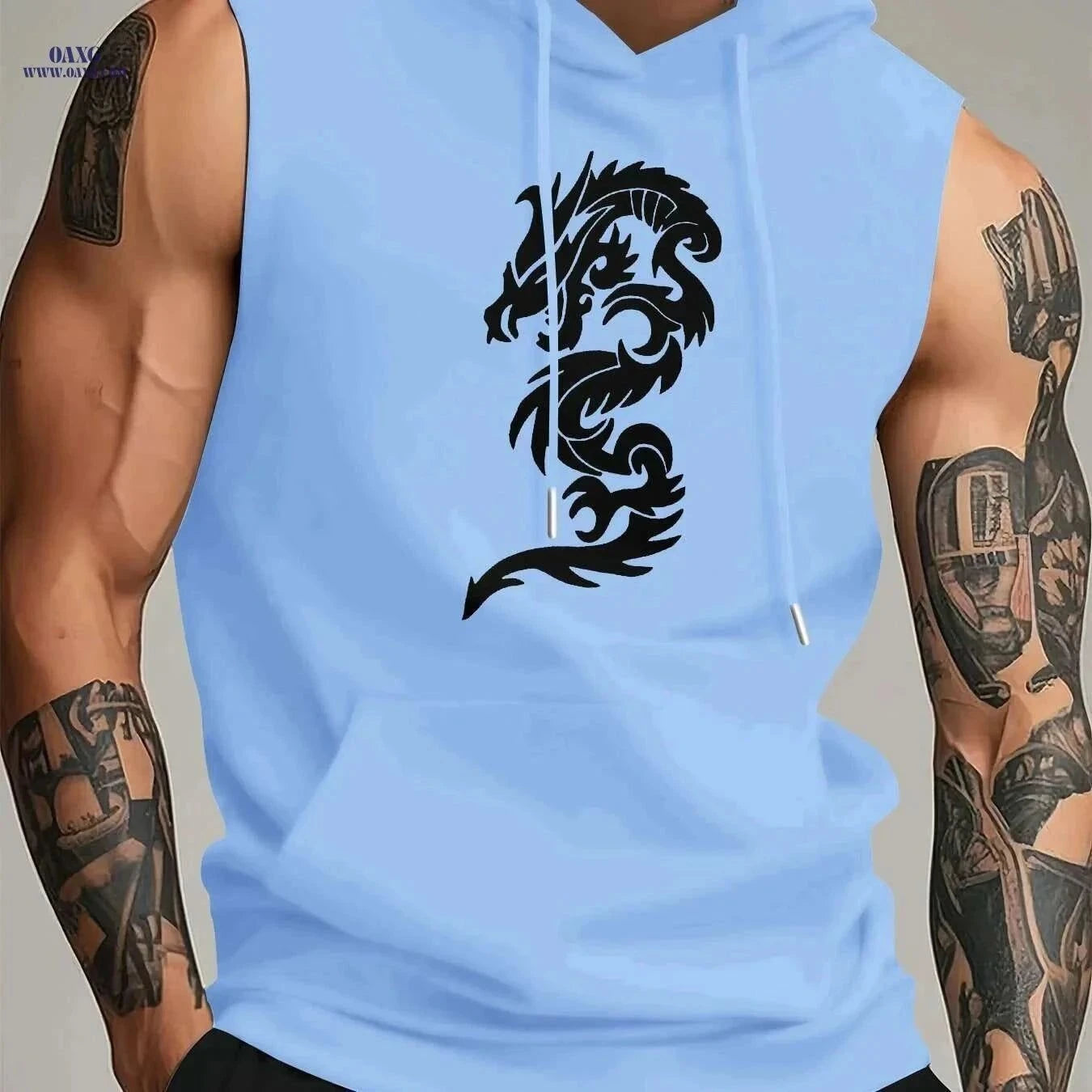 Men's Sleeveless Athletic Hoodie - Lightweight Breathable Gym Top   OAXG Black / S