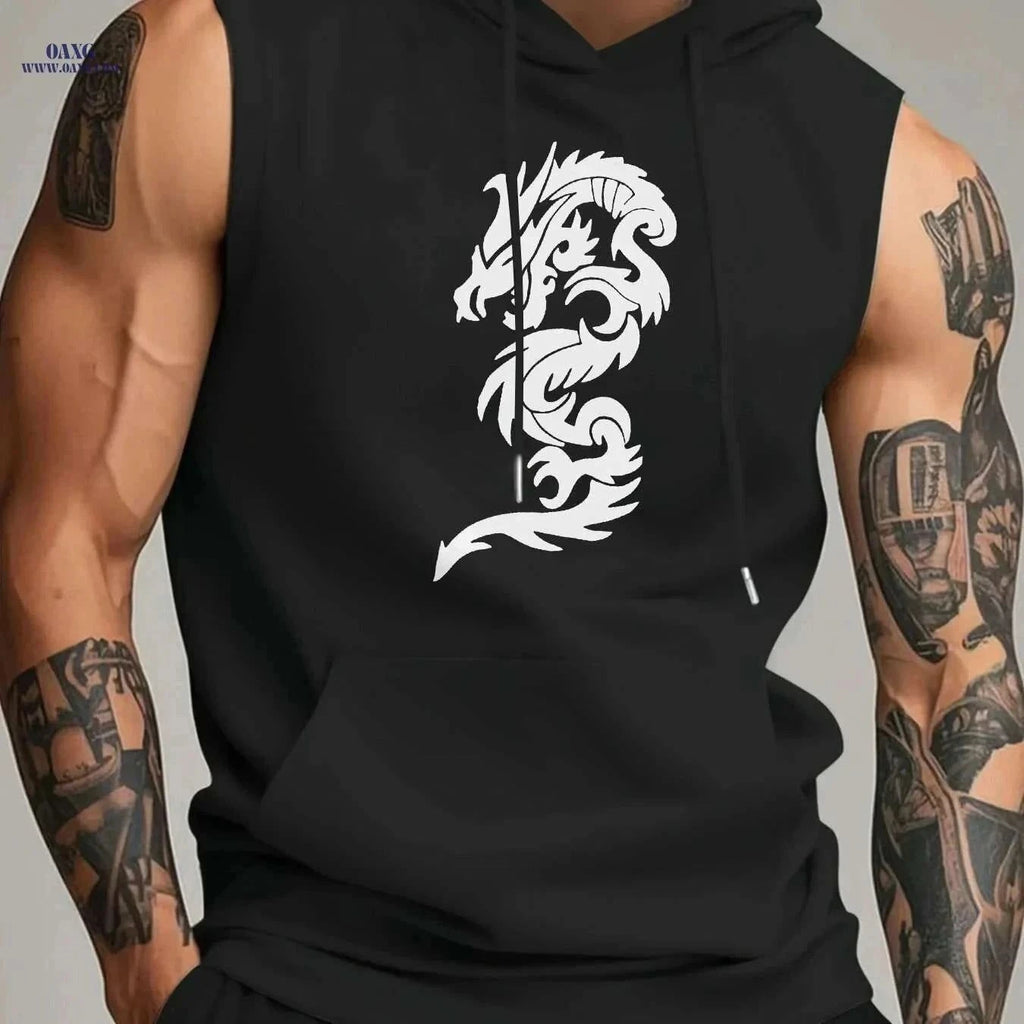 Men's Sleeveless Athletic Hoodie - Lightweight Breathable Gym Top   OAXG Black / S