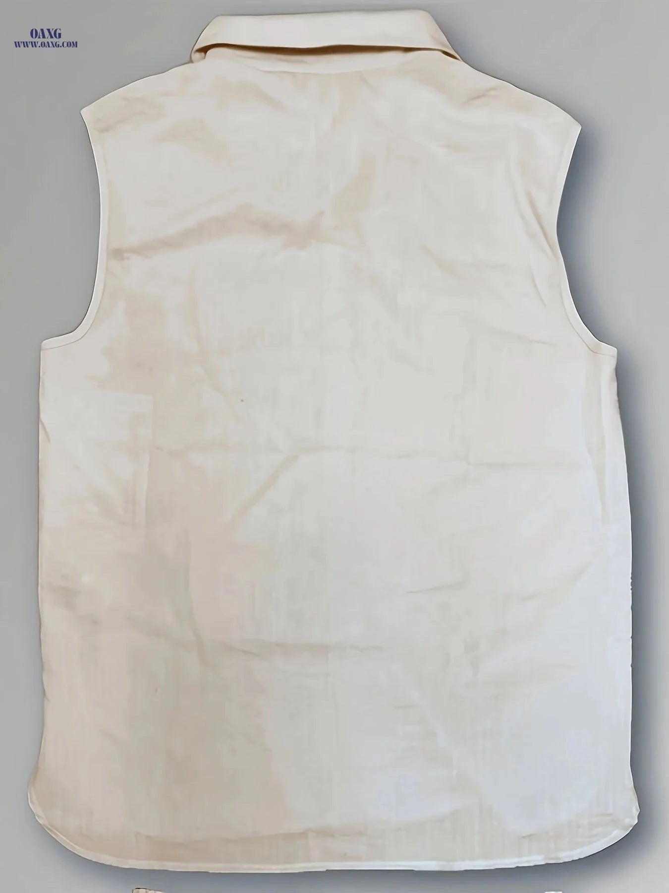 Men’s Sleeveless Beach Shirt - Solid Color Casual Summer Style   OAXG 