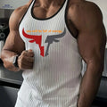 Men's Sleeveless Gym Vest - Lightweight Polyester with Bold Bull Logo   OAXG White / S