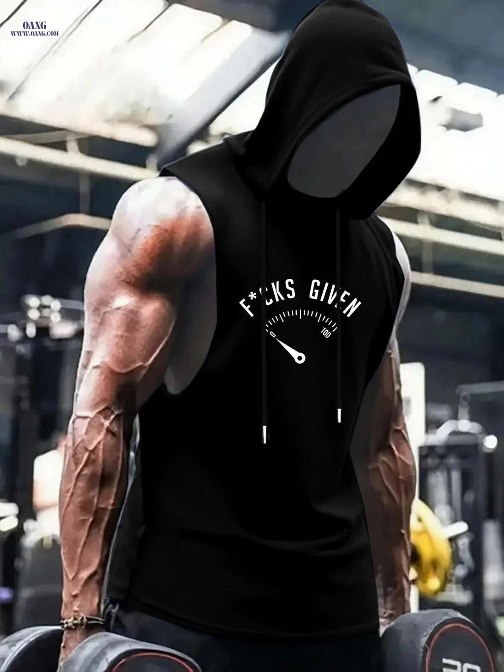 Men's Sleeveless Hooded Gym Tank - Breathable Polyester for Summer   OAXG 