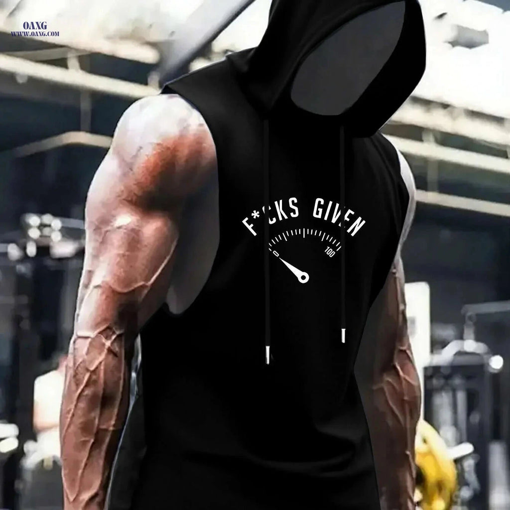 Men's Sleeveless Hooded Gym Tank - Breathable Polyester for Summer   OAXG 