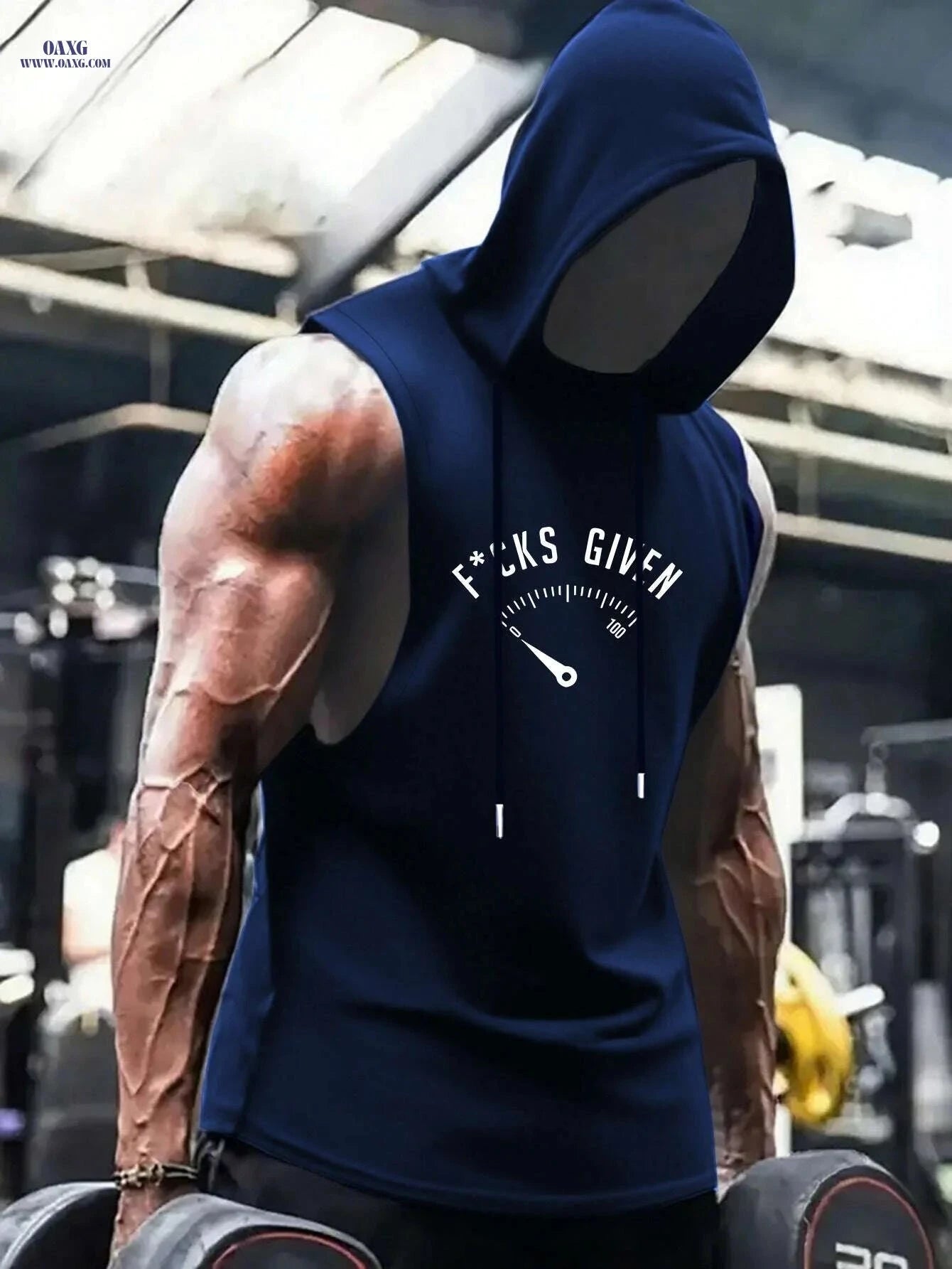 Men's Sleeveless Hooded Gym Tank - Breathable Polyester for Summer   OAXG Black / S