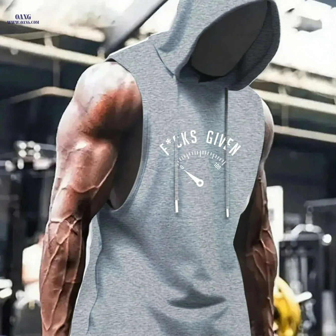 Men's Sleeveless Hooded Gym Tank - Breathable Polyester for Summer   OAXG Black / S