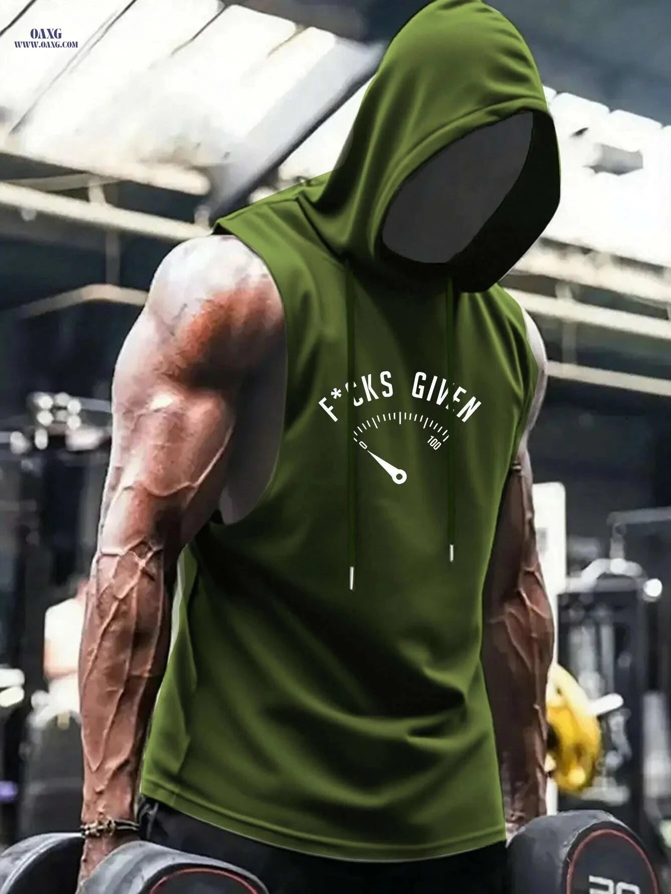 Men's Sleeveless Hooded Gym Tank - Breathable Polyester for Summer   OAXG Black / S