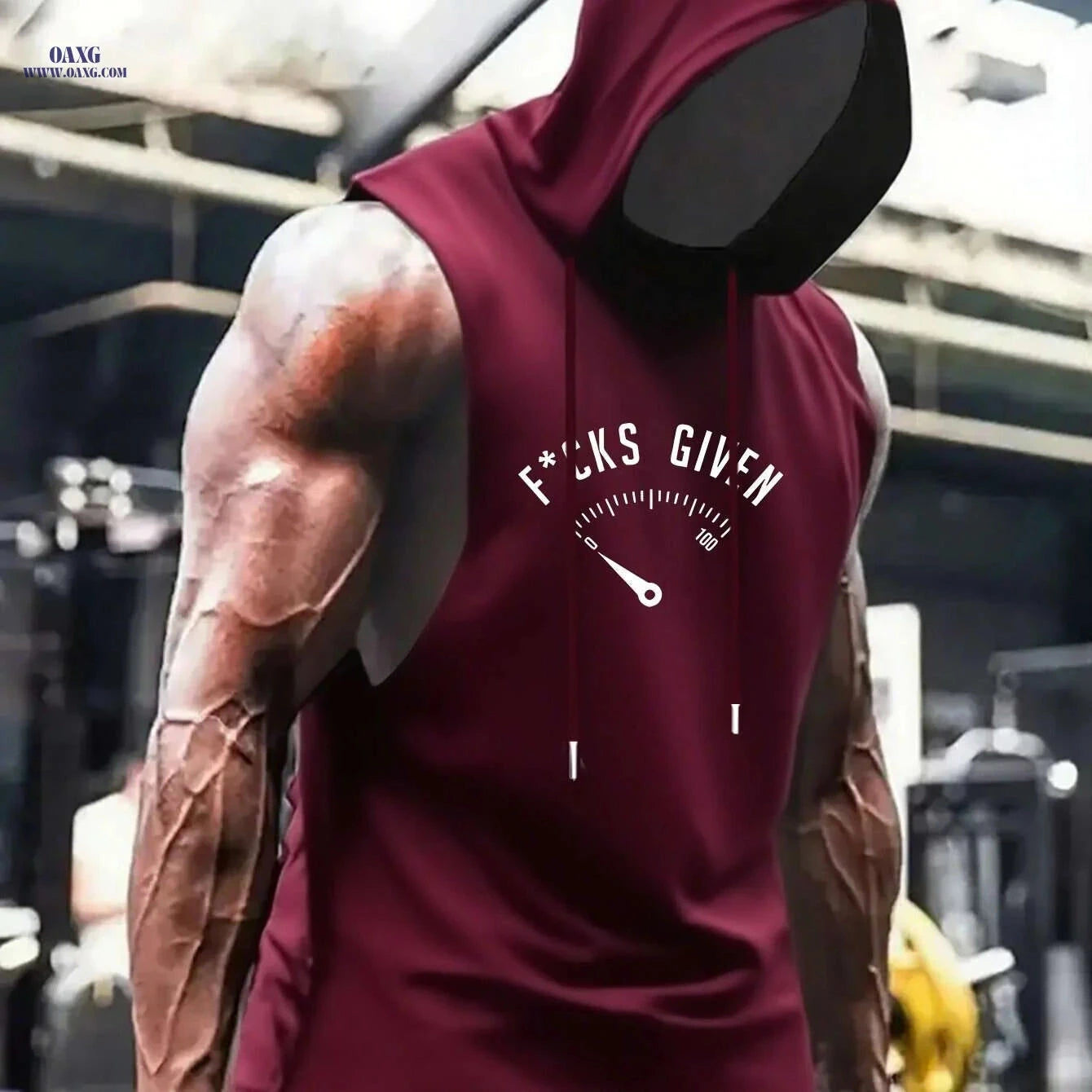 Men's Sleeveless Hooded Gym Tank - Breathable Polyester for Summer   OAXG Black / S