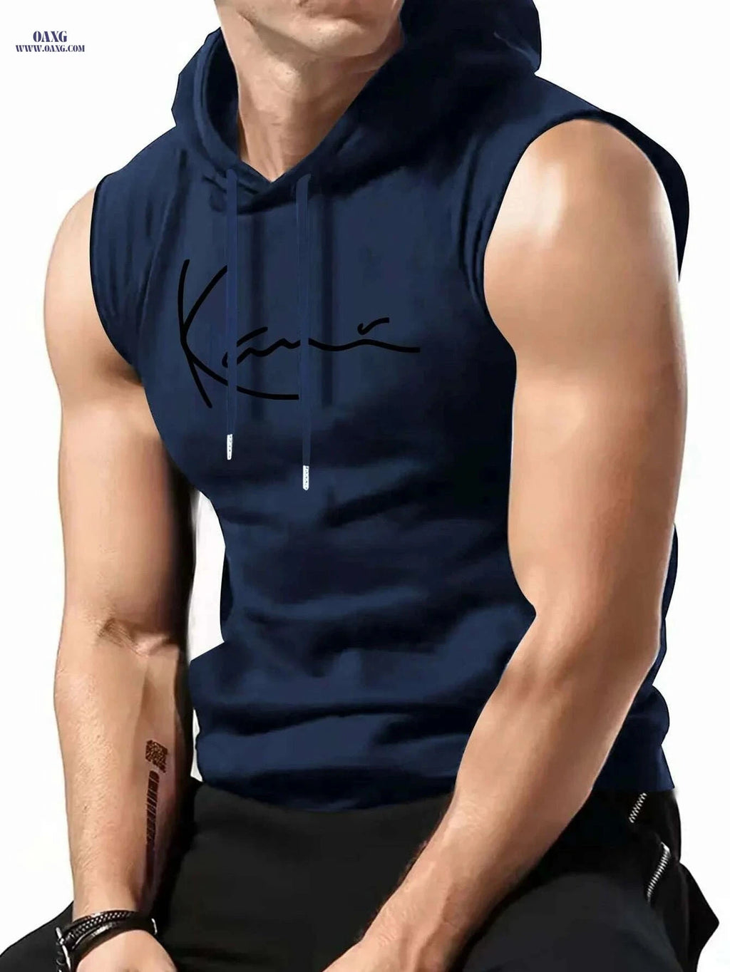 Men's Sleeveless Hooded Shirt - Casual Summer Streetwear Top   OAXG Black / S