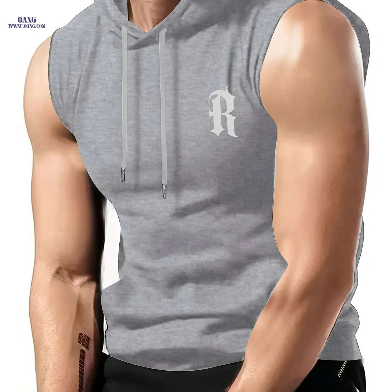 Men’s Sleeveless Hooded Vest - Casual Maroon Athletic Top for Summer   OAXG 