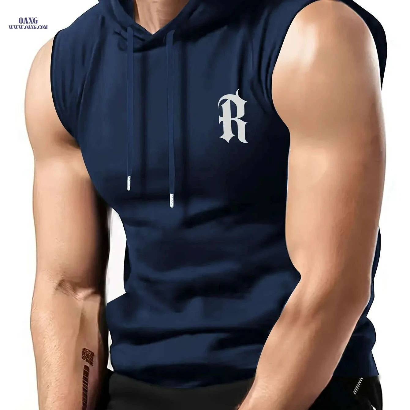 Men’s Sleeveless Hooded Vest - Casual Maroon Athletic Top for Summer   OAXG 