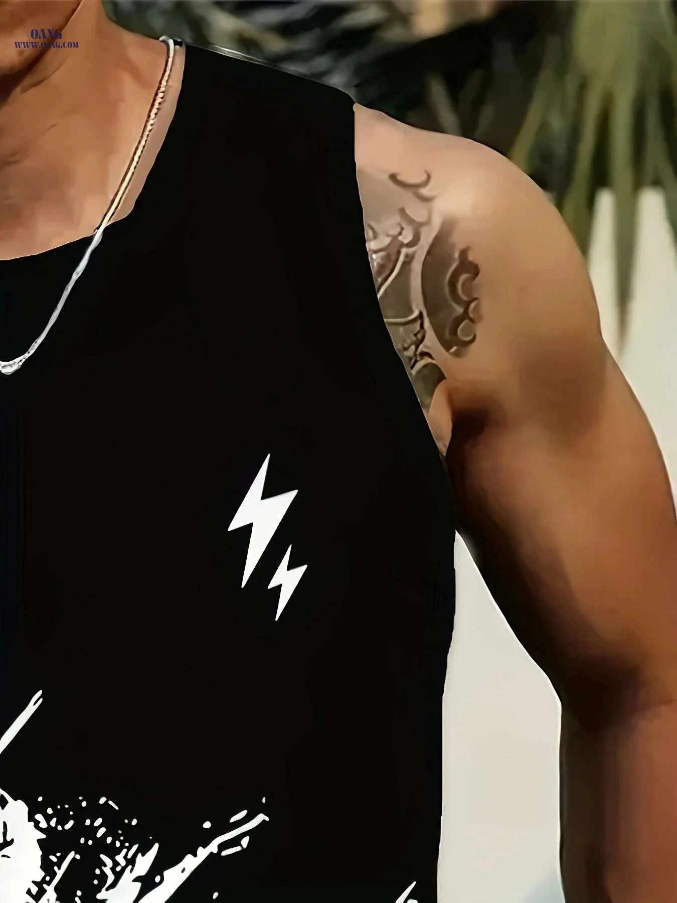 Men's Sleeveless Tank Top - Black & White Print, Lightweight Athletic Vest   OAXG Mixed Color / S