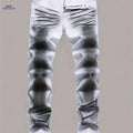 Men's Slim Casual Pants - Stretchy Printed Jeans for All Seasons   OAXG White And Black / 28