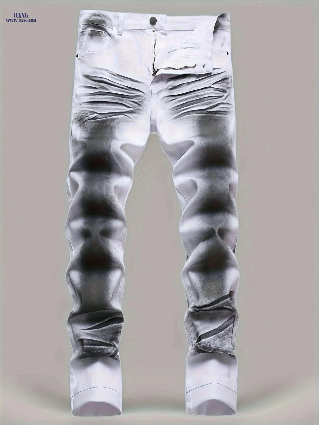 Men's Slim Casual Pants - Stretchy Printed Jeans for All Seasons   OAXG White And Black / 28