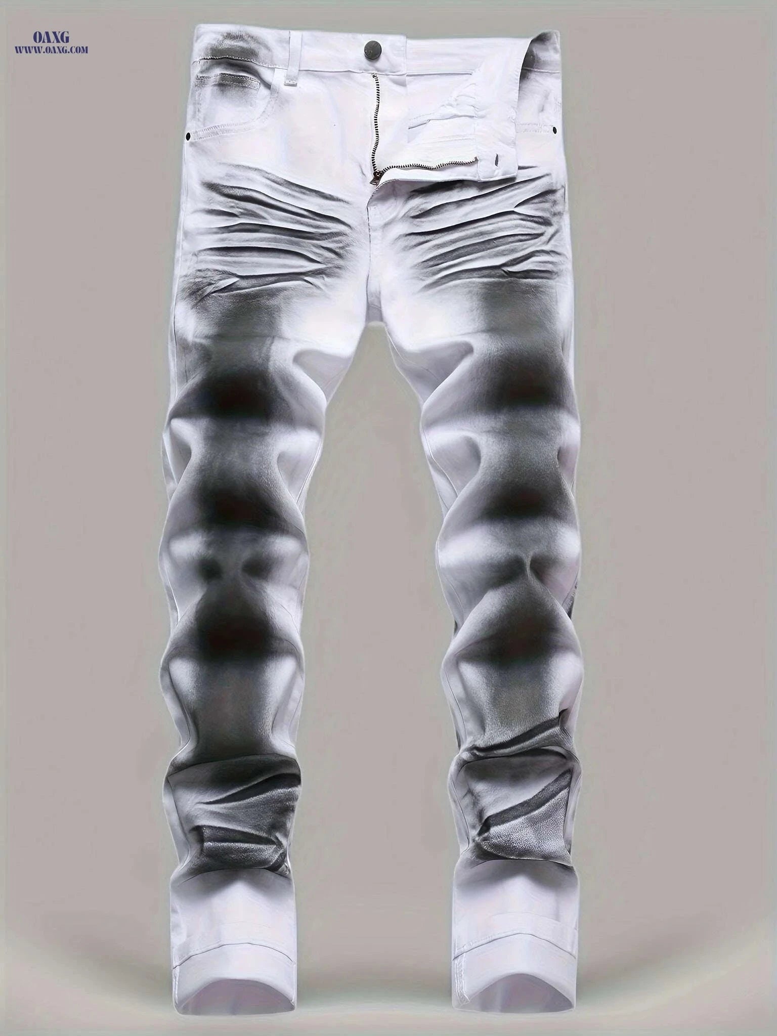 Men's Slim Casual Pants - Stretchy Printed Jeans for All Seasons   OAXG White And Black / 28