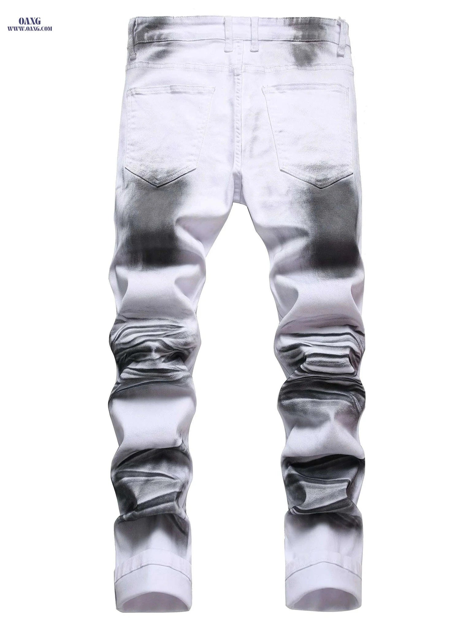 Men's Slim Casual Pants - Stretchy Printed Jeans for All Seasons   OAXG White And Black / 28