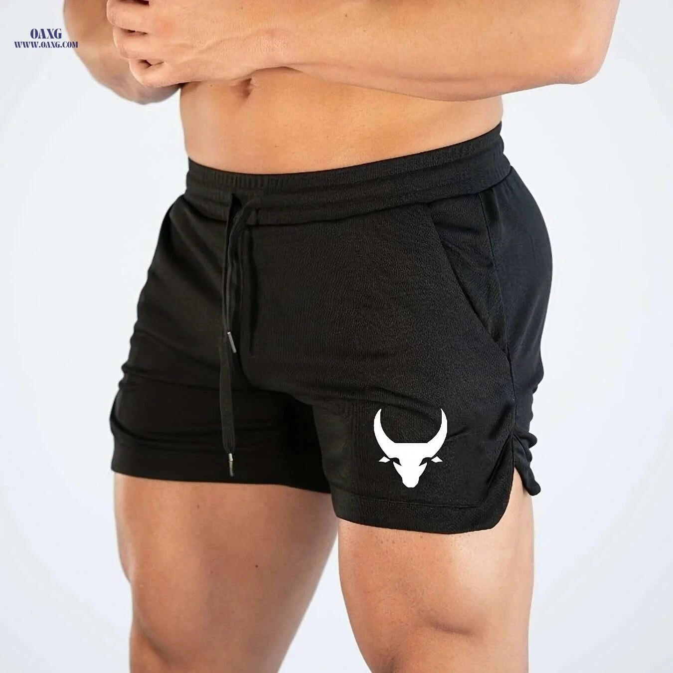 Men's Slim Fit Athletic Shorts - Breathable Mesh for Running & Gym   OAXG Black / S
