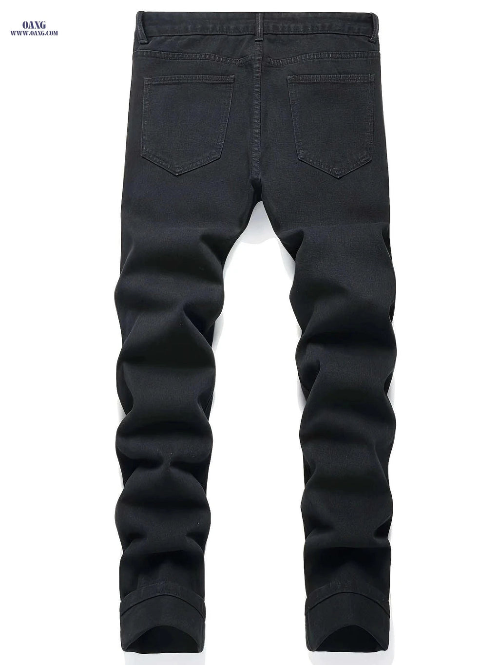Men's Slim-Fit Black Jeans - Casual Stretch Denim Pants for All Seasons   OAXG 