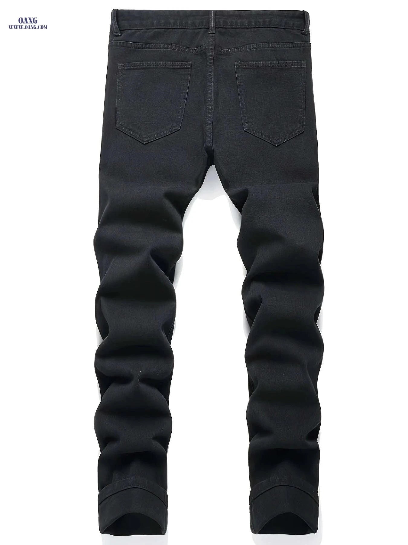 Men's Slim-Fit Black Jeans - Casual Stretch Denim Pants for All Seasons   OAXG 