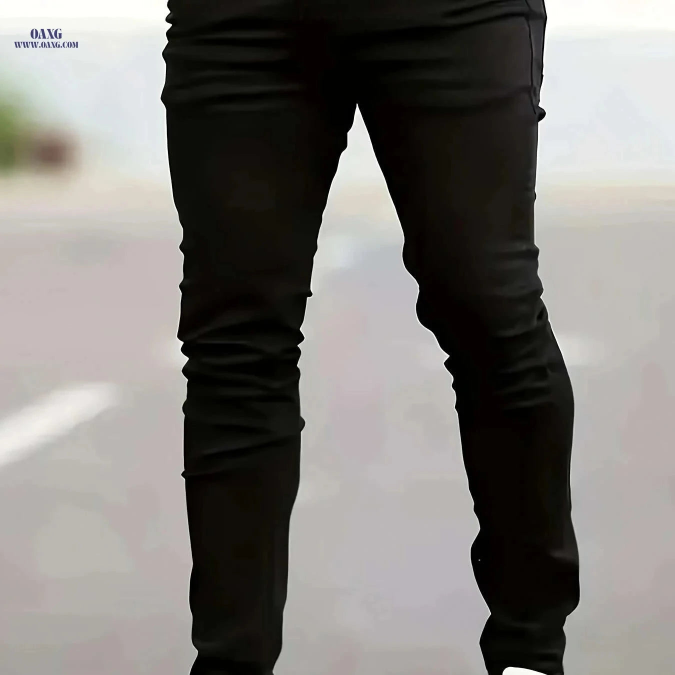 Men's Slim-Fit Black Jeans - Stretch Denim for All Seasons   OAXG Black / S