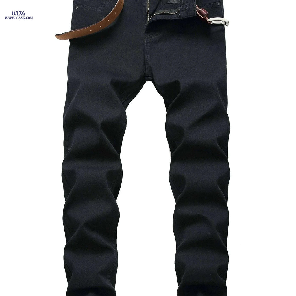 Men's Slim Fit Black Stretch Jeans - Comfortable & Durable Denim   OAXG Black / 28