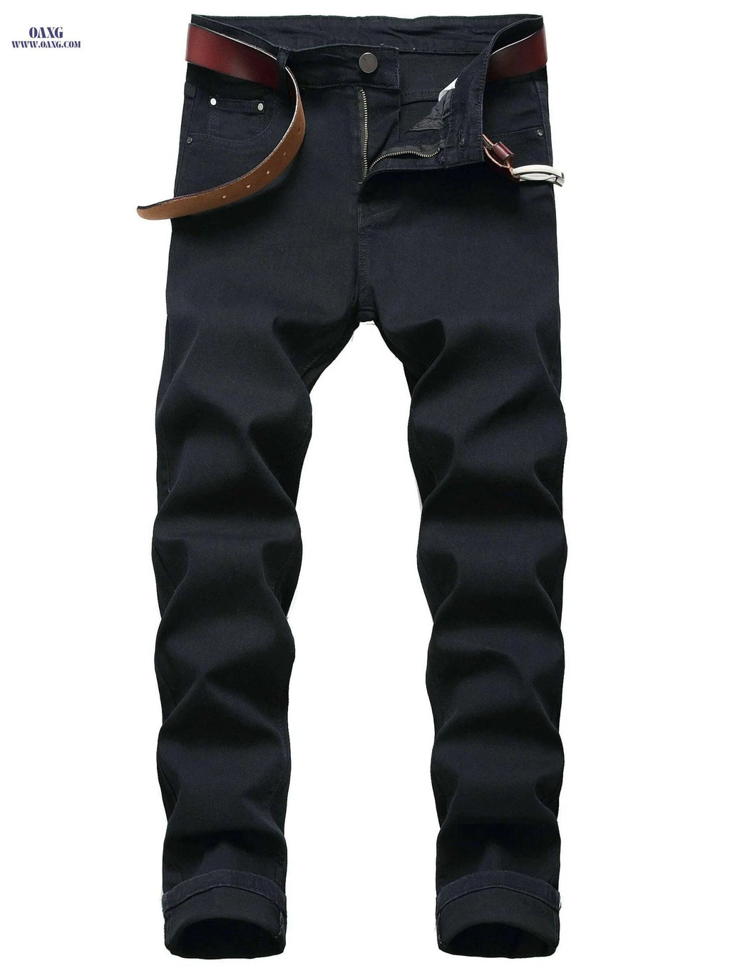 Men's Slim Fit Black Stretch Jeans - Comfortable & Durable Denim   OAXG Black / 28