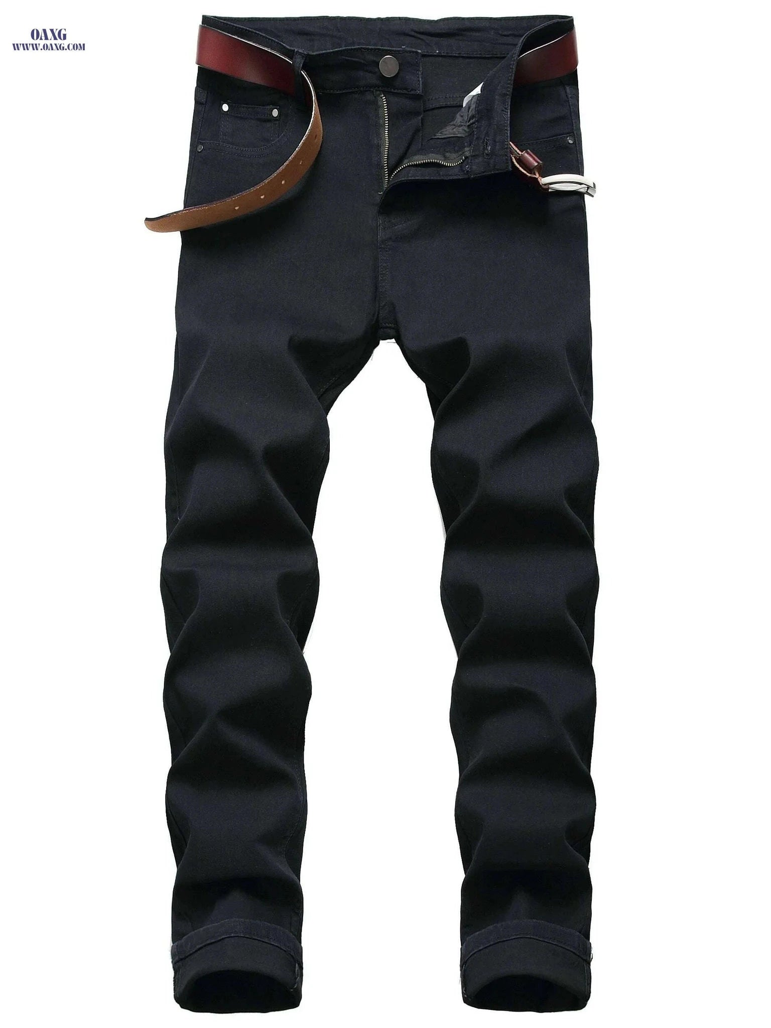Men's Slim Fit Black Stretch Jeans - Comfortable & Durable Denim   OAXG Black / 28