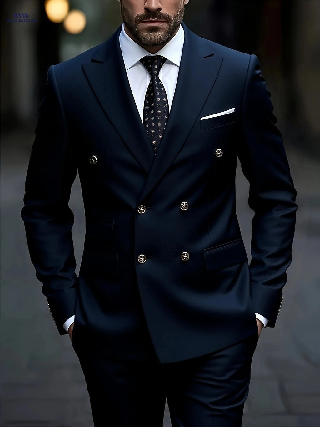 Men's Slim-Fit Black Suit Set - Tailored Blazer & Dress Pants   OAXG 