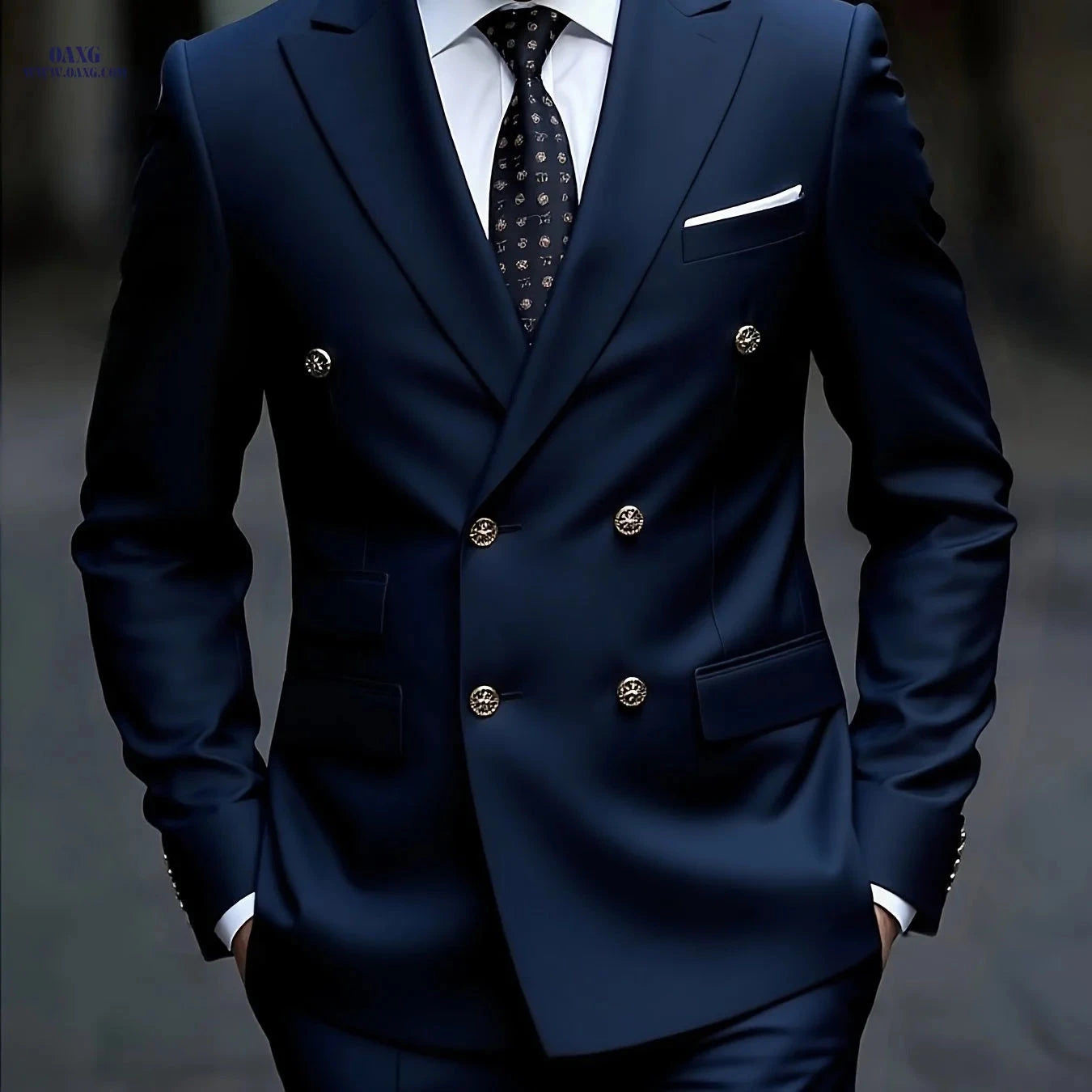 Men's Slim-Fit Black Suit Set - Tailored Blazer & Dress Pants   OAXG 