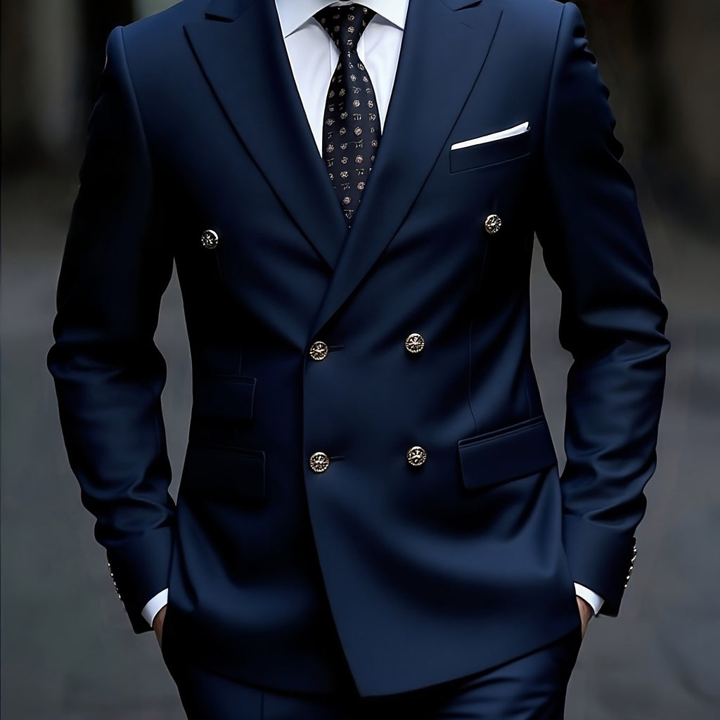 Men's Slim-Fit Black Suit Set - Tailored Blazer & Dress Pants   OAXG 