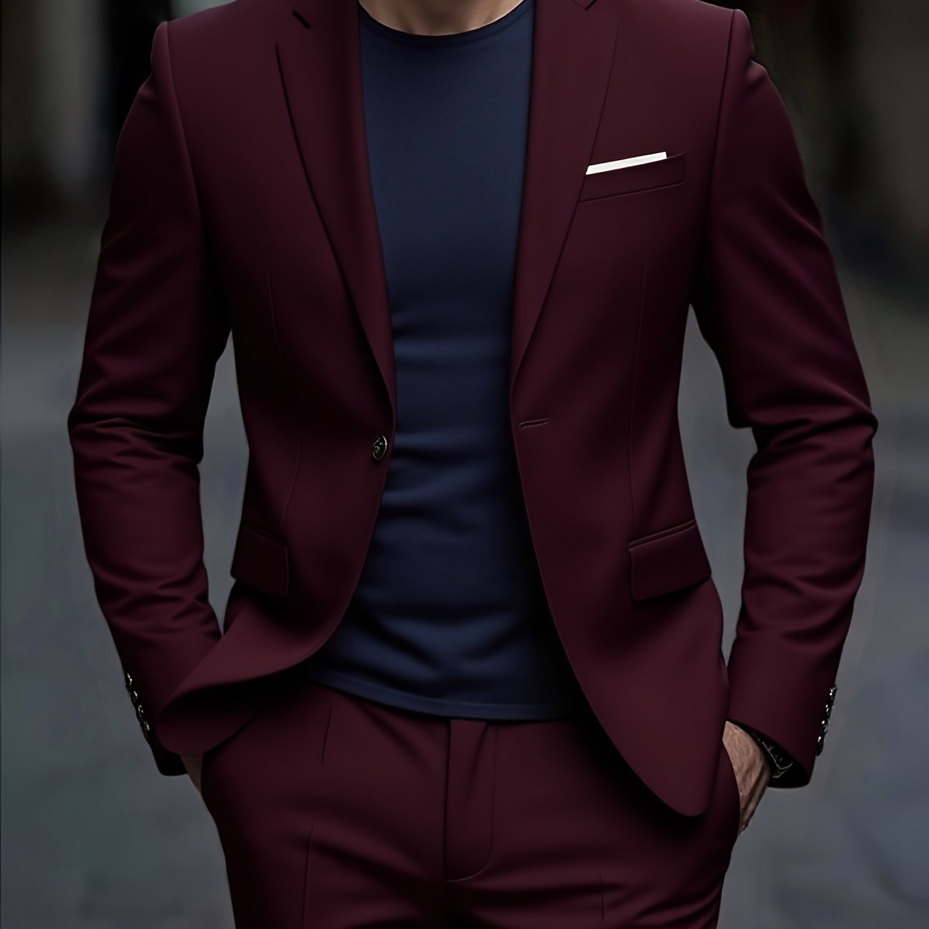 Men's Slim-Fit Black Suit Set - Tailored Blazer & Dress Pants   OAXG 