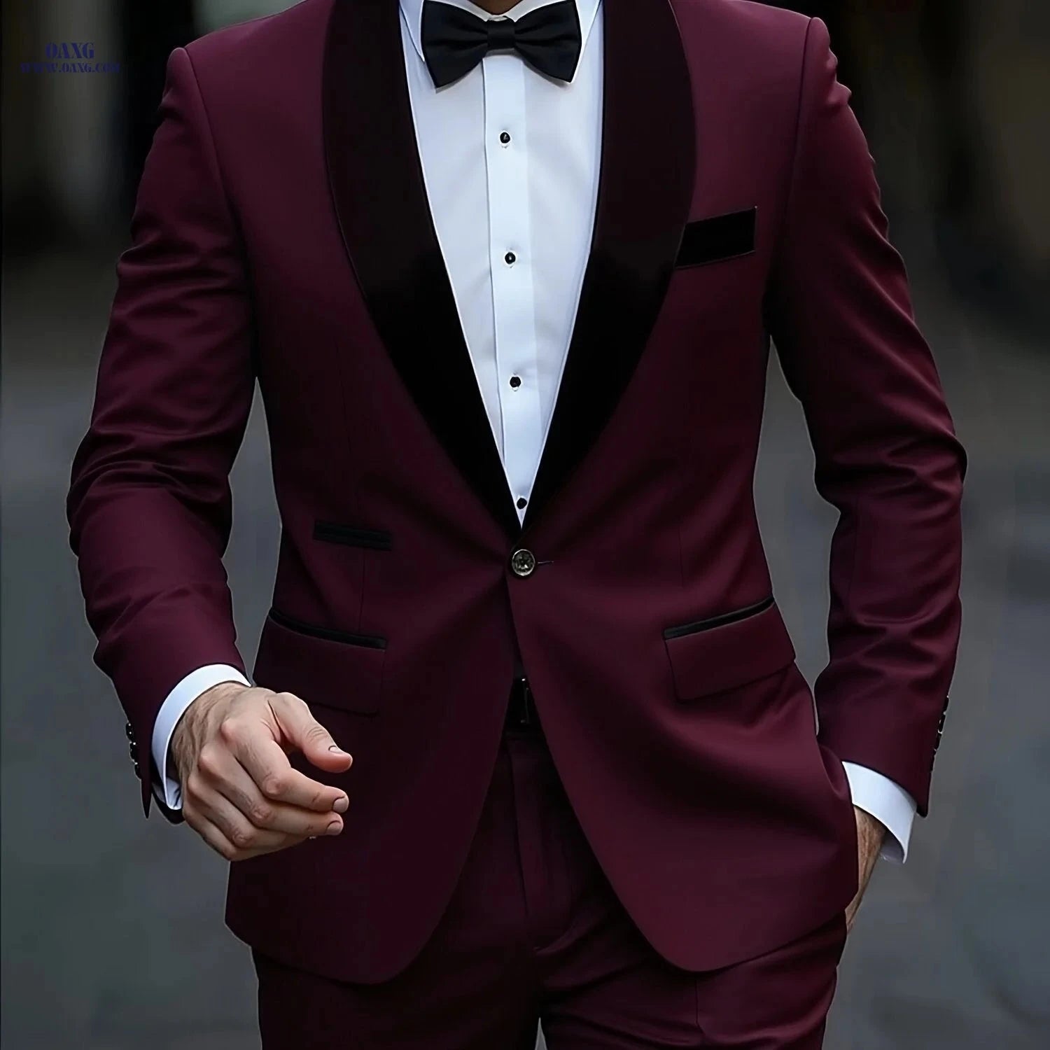 Men's Slim-Fit Black Suit Set - Tailored Blazer & Dress Pants   OAXG 