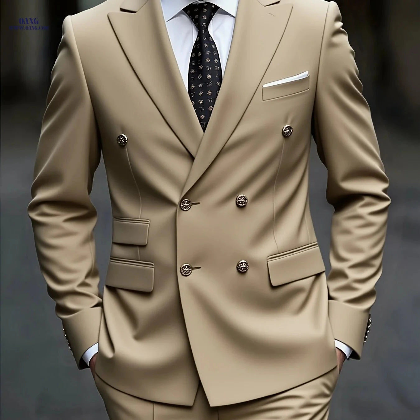 Men's Slim-Fit Black Suit Set - Tailored Blazer & Dress Pants   OAXG 