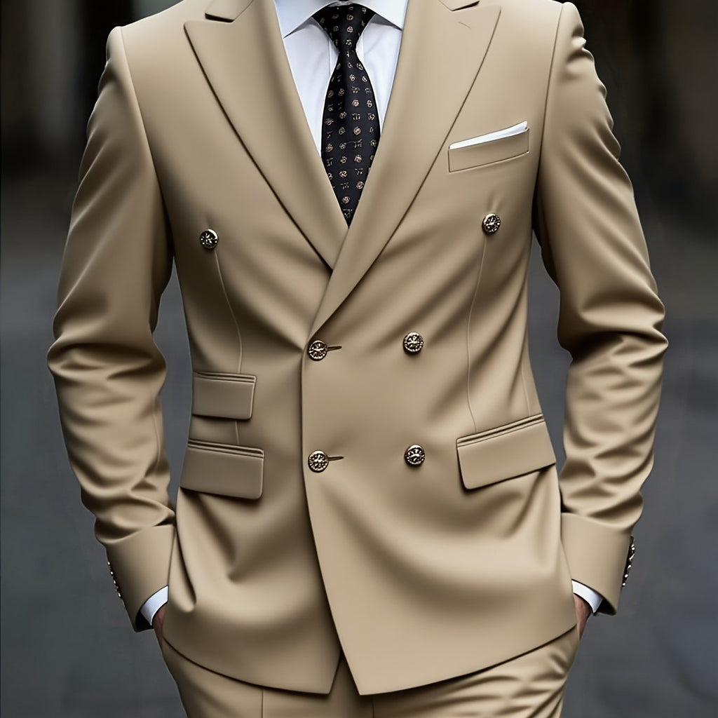 Men's Slim-Fit Black Suit Set - Tailored Blazer & Dress Pants   OAXG 