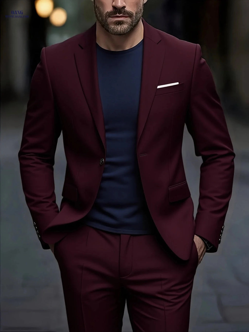 Men's Slim-Fit Black Suit Set - Tailored Blazer & Dress Pants   OAXG Grey / FR XXS