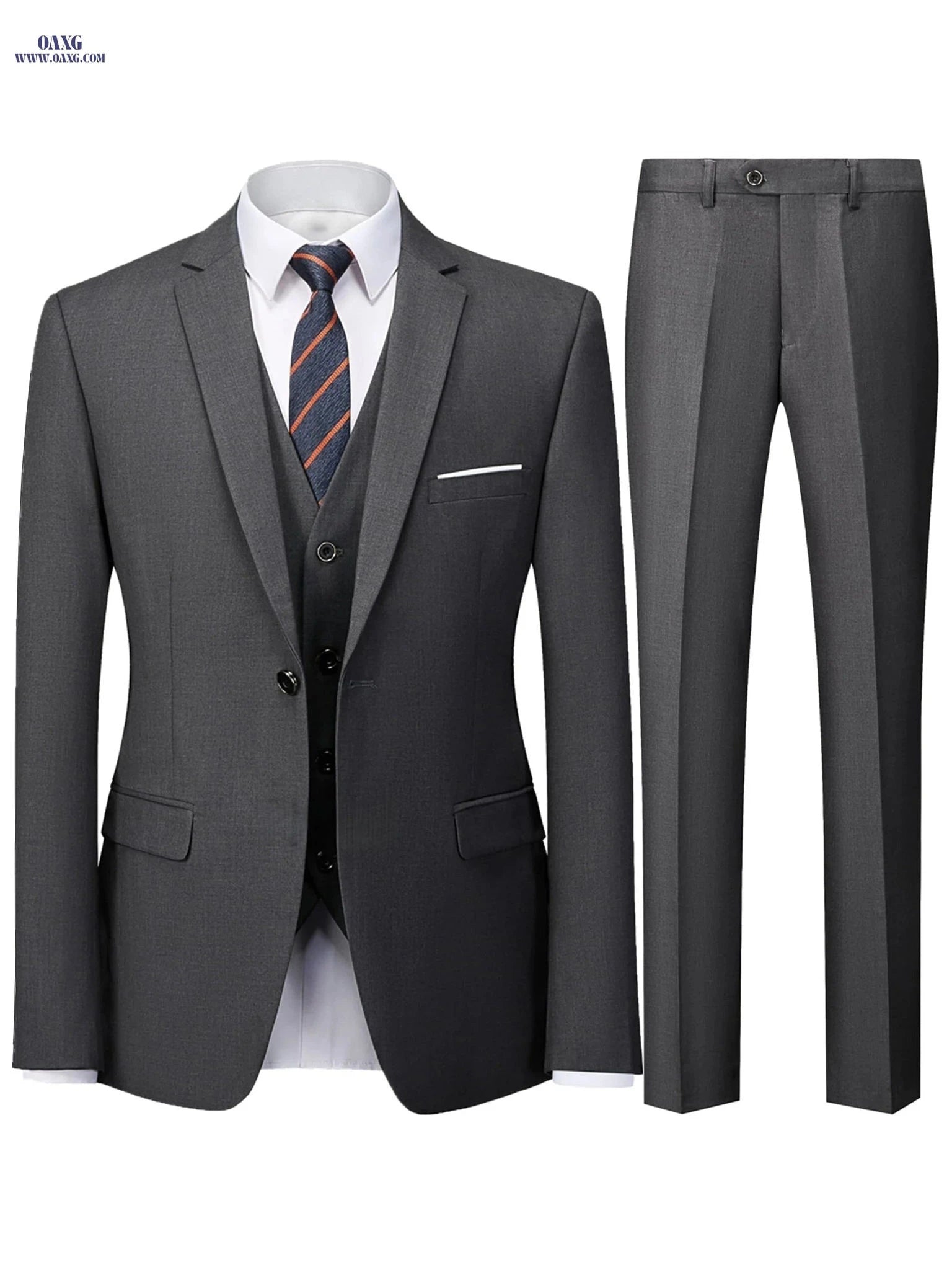 Men's Slim-Fit Black Suit Set - Tailored Blazer & Dress Pants   OAXG 