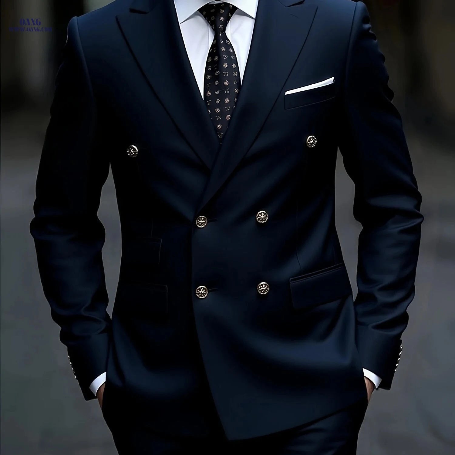Men's Slim-Fit Black Suit Set - Tailored Blazer & Dress Pants   OAXG 