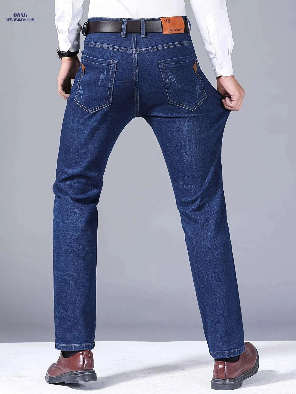 Men's Slim Fit Blue Stretch Denim Jeans - Business Casual & Versatile   OAXG ZY-008 Blue / FR S