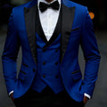 Men’s Slim Fit Business Casual Suit Set - Peak Lapels, Solid Color   OAXG 