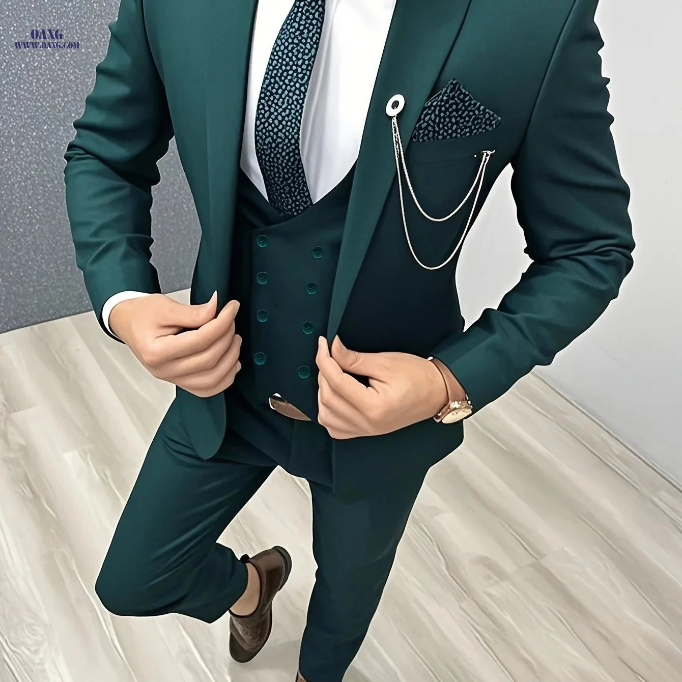 Men's Slim Fit Business Suit Set - Jacket, Vest & Pants for Weddings   OAXG Slate Grey / FR S