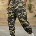 Men's Slim-Fit Camouflage Utility Pants - Adjustable Waist, Multi-Pockets   OAXG Camouflage Khaki / M