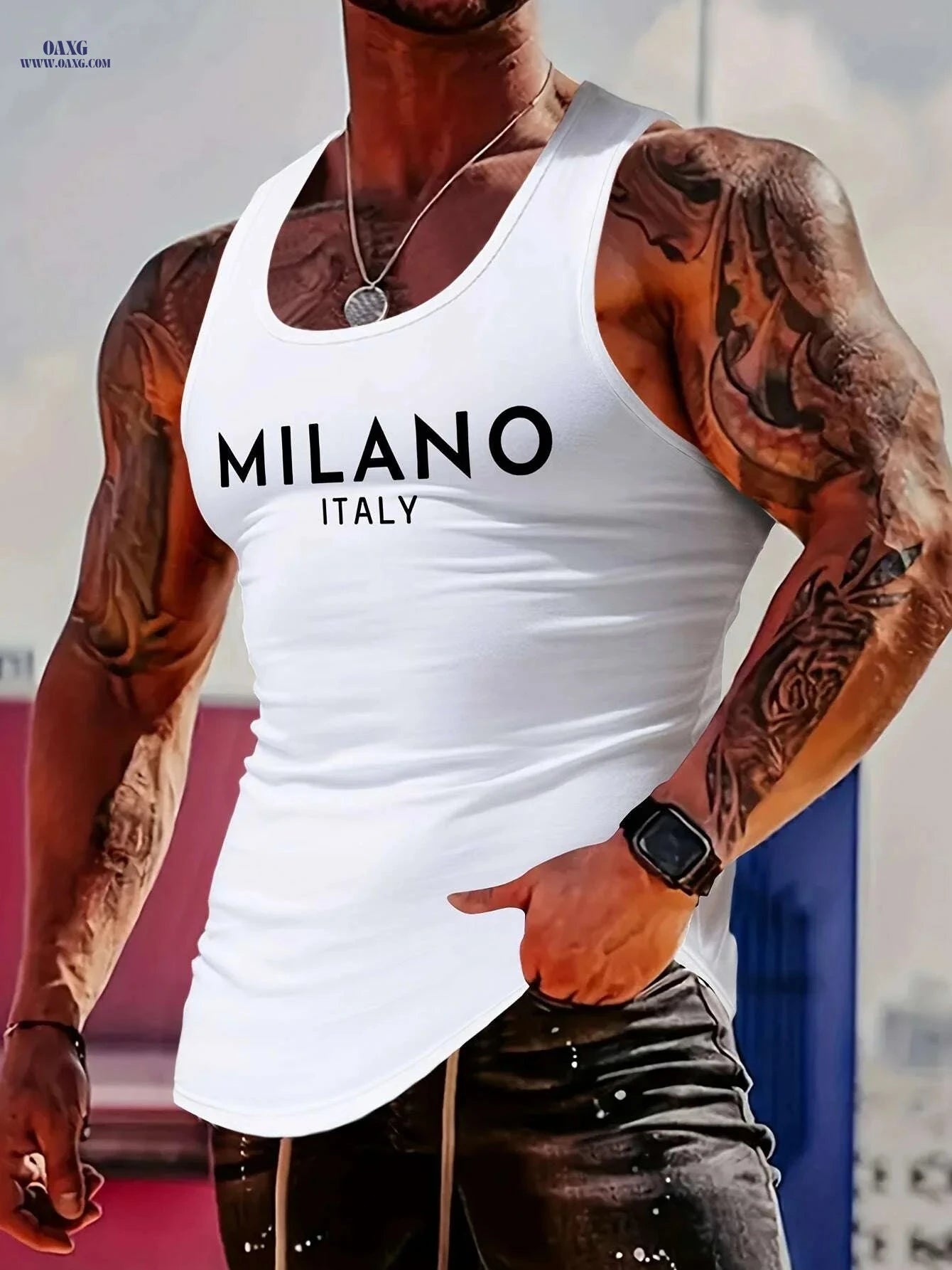 Men's Slim Fit Casual Tank Top - Polyester Crew Neck Shirt   OAXG 