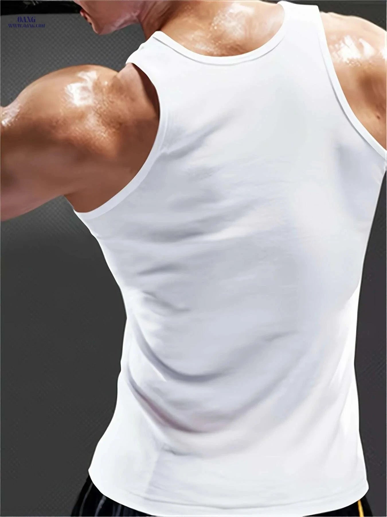 Men's Slim Fit Casual Tank Top - Polyester Crew Neck Shirt   OAXG White / S