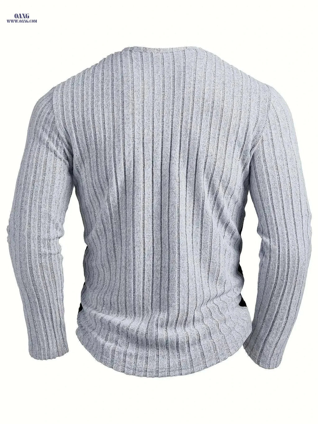 Men's Slim-Fit Color Block Henley Shirt - Casual Long Sleeve Top   OAXG Light Grey / S