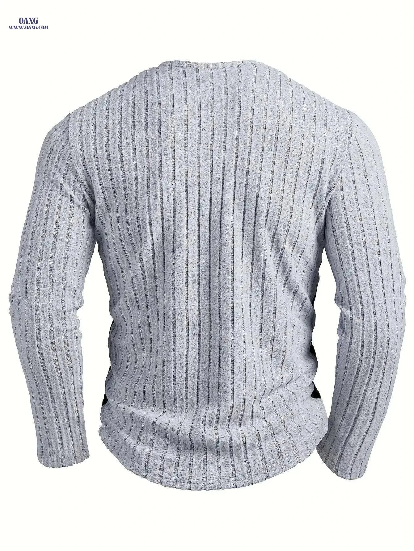 Men's Slim-Fit Color Block Henley Shirt - Casual Long Sleeve Top   OAXG Light Grey / S