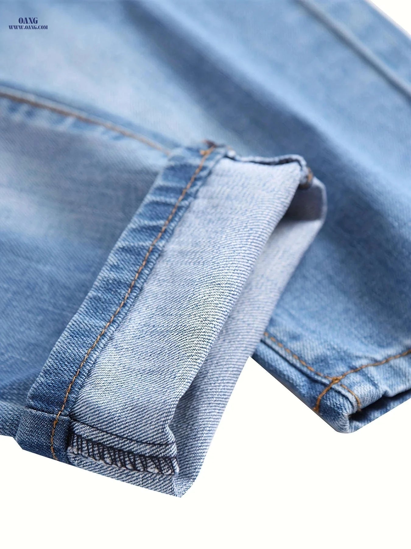 Men's Slim Fit Distressed Denim Jeans - Casual & Machine Washable   OAXG Light Blue / FR 38