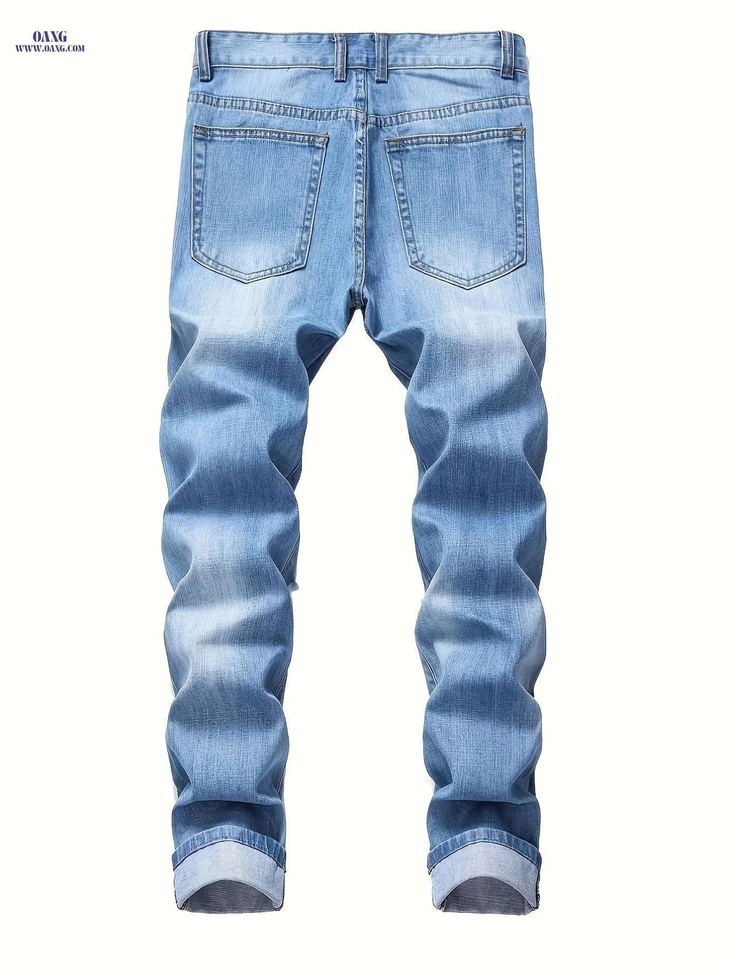 Men's Slim Fit Distressed Denim Jeans - Casual & Machine Washable   OAXG Light Blue / FR 38