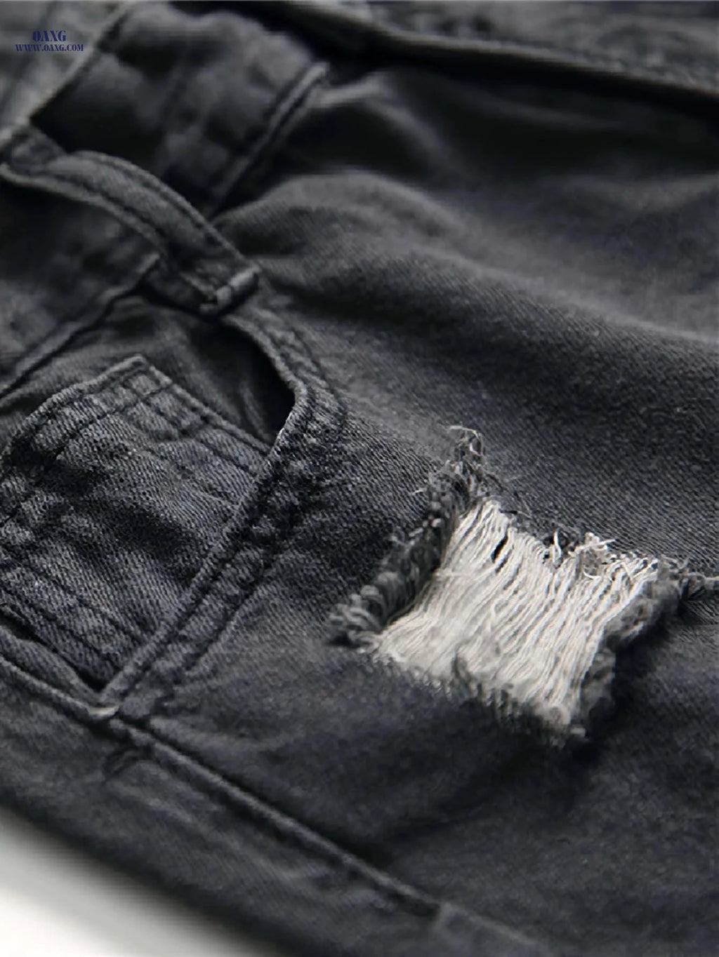 Men's Slim-Fit Distressed Faux Denim - Ripped Casual Style   OAXG 